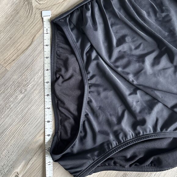 KONA SOL One Piece Swimsuit Bathing Suit Black Bandeau Top Crochet Ruffle Large - Picture 5 of 7